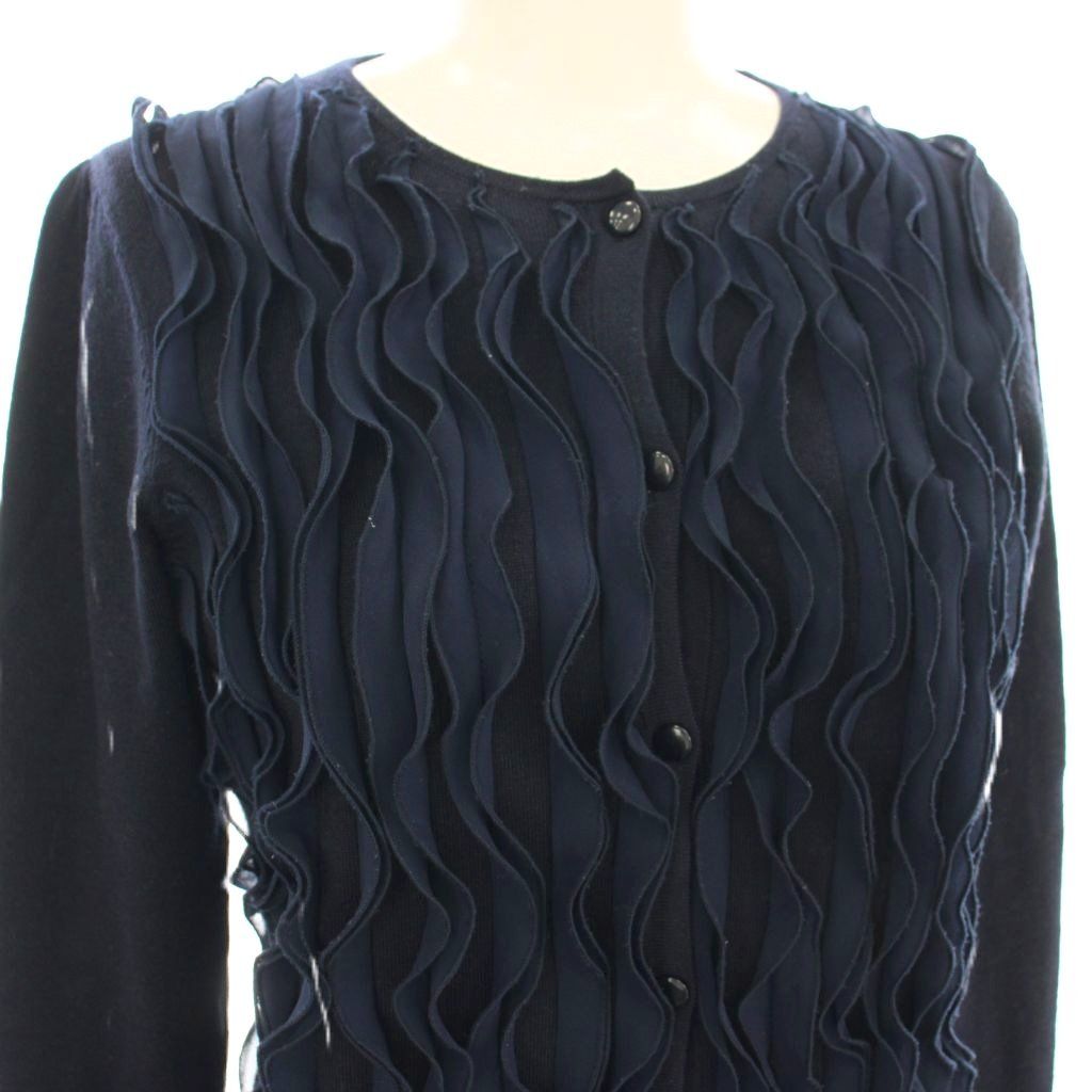 アナイ ANAYI カーディガン ニット フリル 長袖 38 ネイビー 紺 /☆G