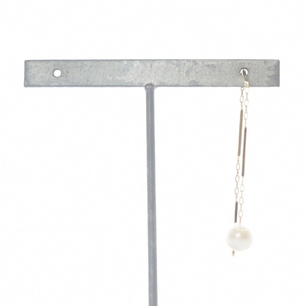 ヒロタカ hirotaka K10 パール チェーンピアス 片耳 イエローゴールド