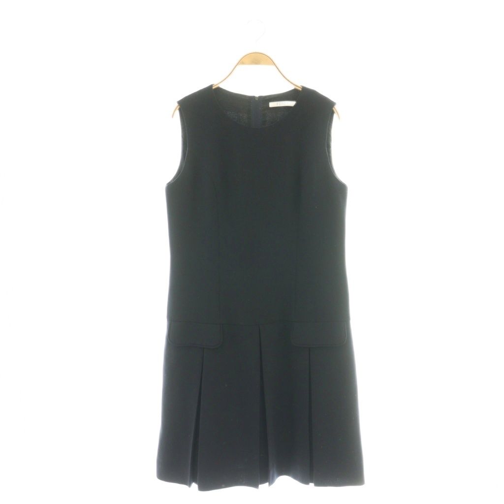 フォクシー FOXEY Dress TWIGGY ノースリーブワンピース 42 ネイビー