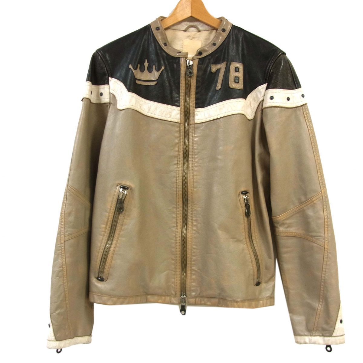 希少モデル 定価13万円◇DIESEL ディーゼル レザー ライダース 
