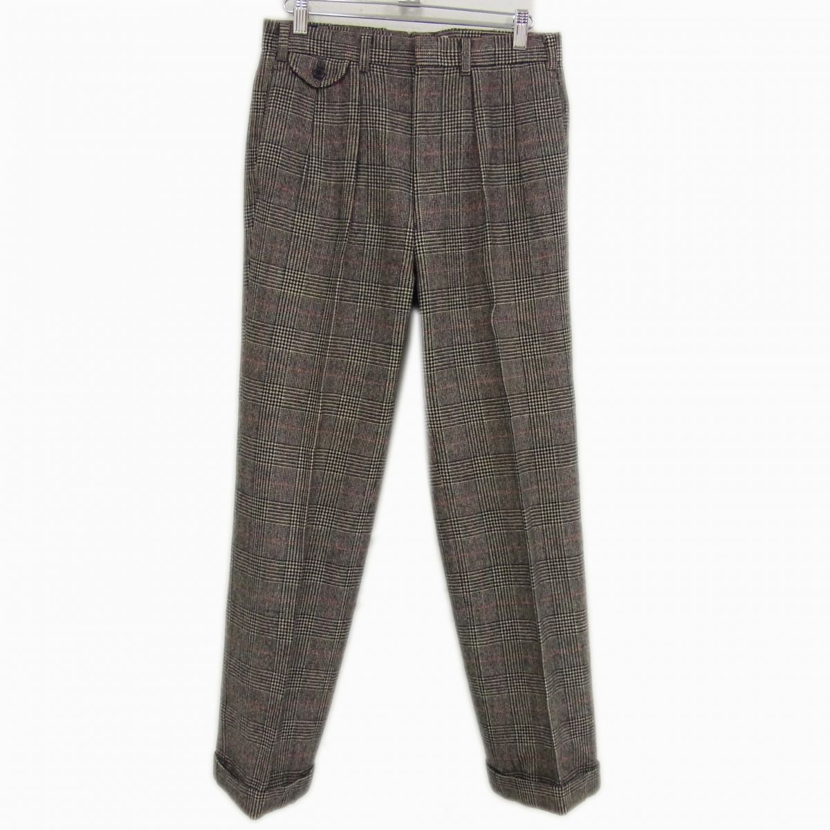 80s Ralph Lauren 樫山製 グレンチェック ウール スラックス ◇RALPH LAUREN グレンチェック スラックス パンツ ウール100％ ポロ