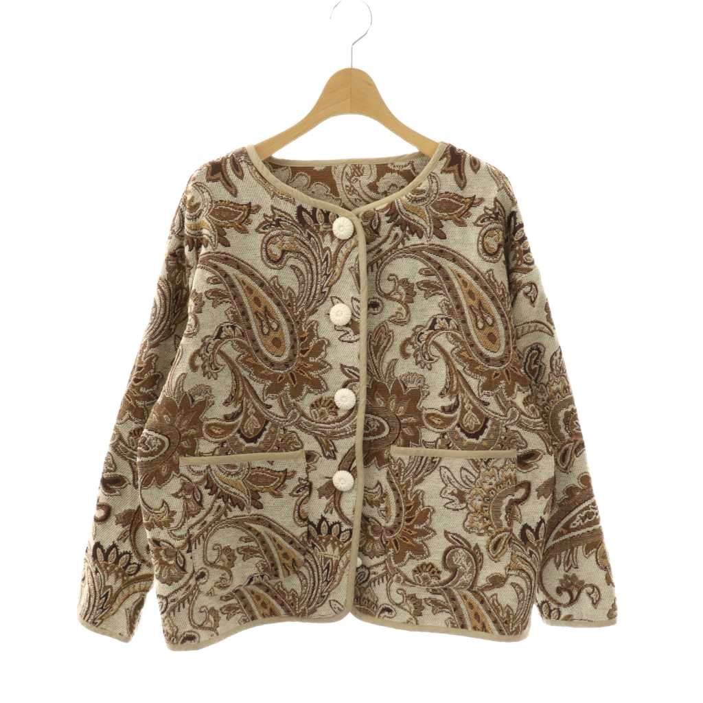 オメカシ Omekashi ゴブランジャケット ノーカラー F グレージュ