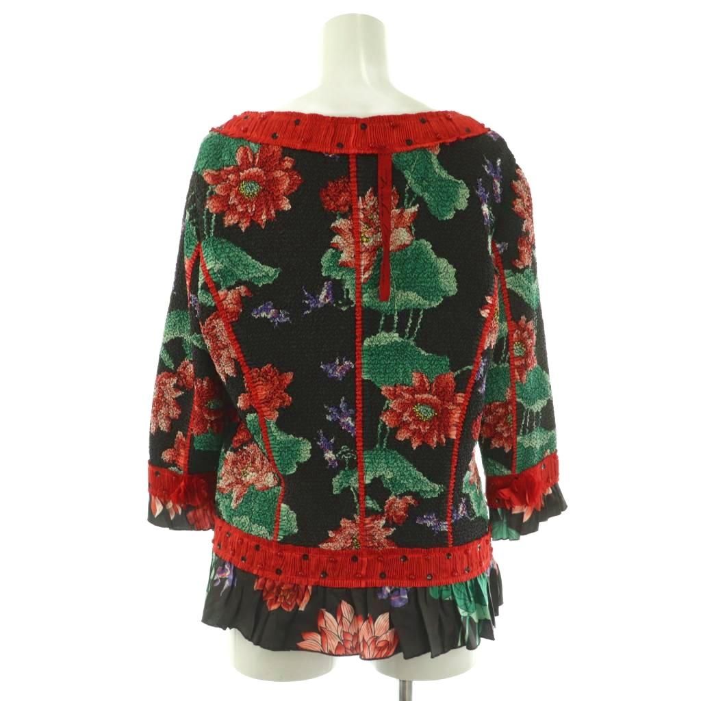 ノコオーノ NOKO OHNO フラワープリント シワ加工 ジャケット ノー