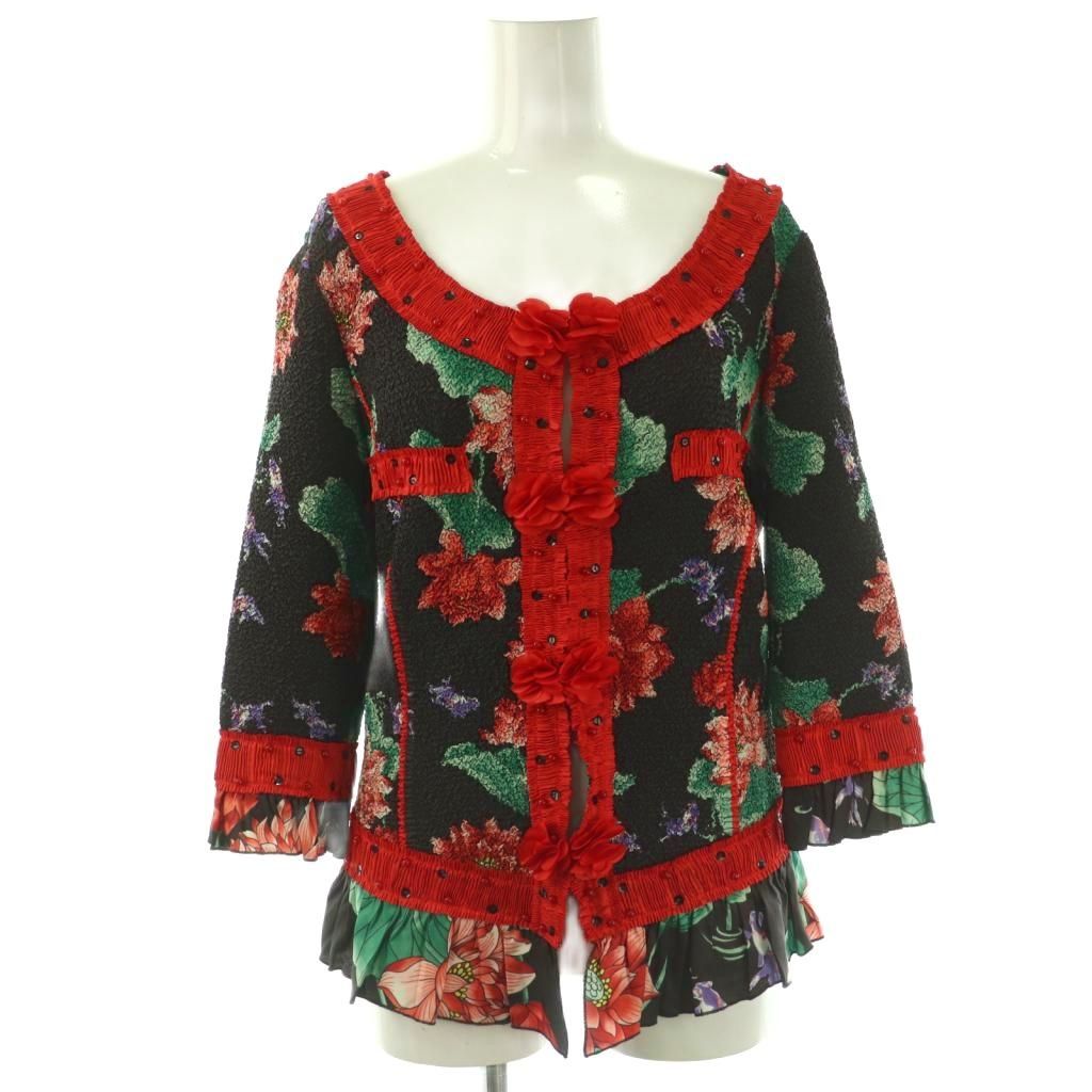 NOKO OHNO ノコオーノ　美品　フラワーモチーフ　ジャケット　40 ノコオーノ NOKO OHNO フラワープリント シワ加工 ジャケット ノー