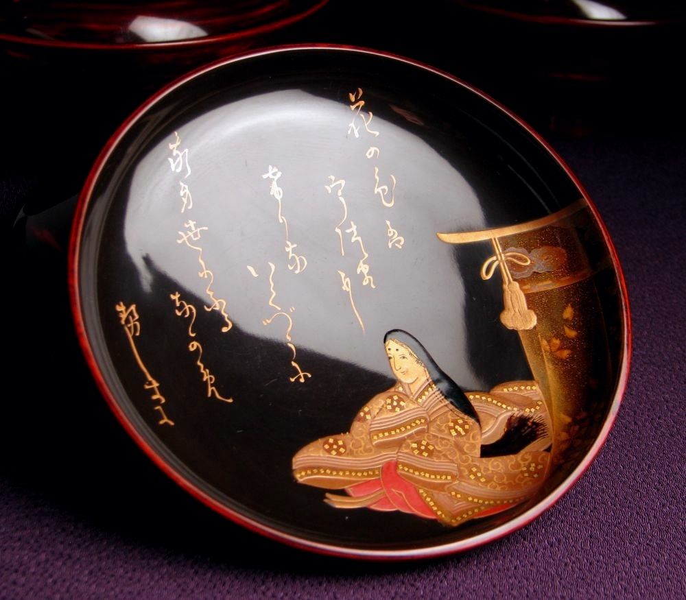 時代 蒔絵吸物椀7客 小野小町・和歌の図 幅：13cm /26a029 - メルカリ