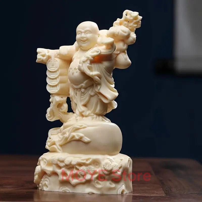 布袋様 七福神 仏像 木彫 弥勒仏 彫刻工芸品 開運 置物 木彫仏像