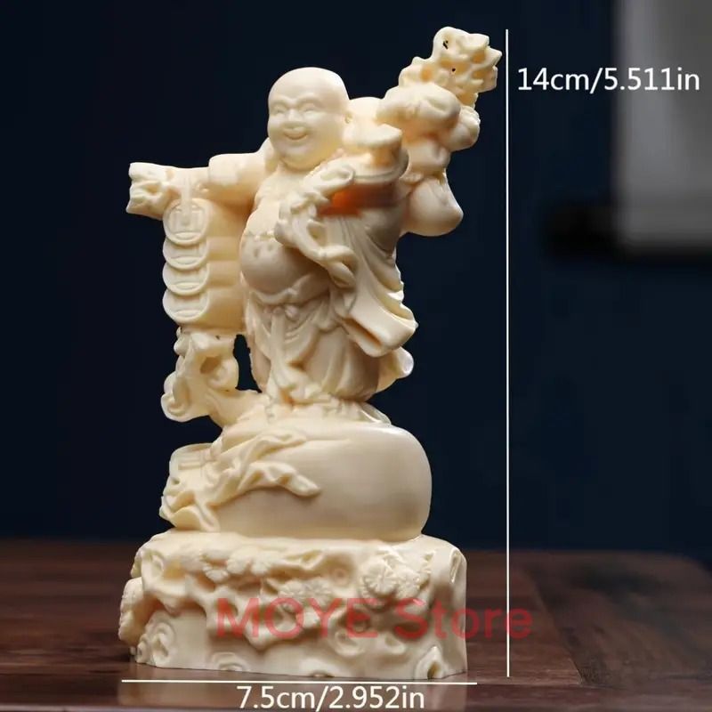 布袋様 七福神 仏像 木彫 弥勒仏 彫刻工芸品 開運 置物 木彫仏像