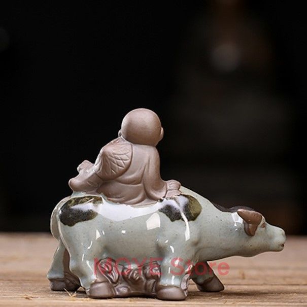 e3106 伏見焼 撫で牛 江戸期 巾16cm 撫牛 牛 開運 縁起物 置物 Amazon.co.jp: 蔵くら石製撫牛撫で牛箱付き北野天満宮お土産230125MJ1