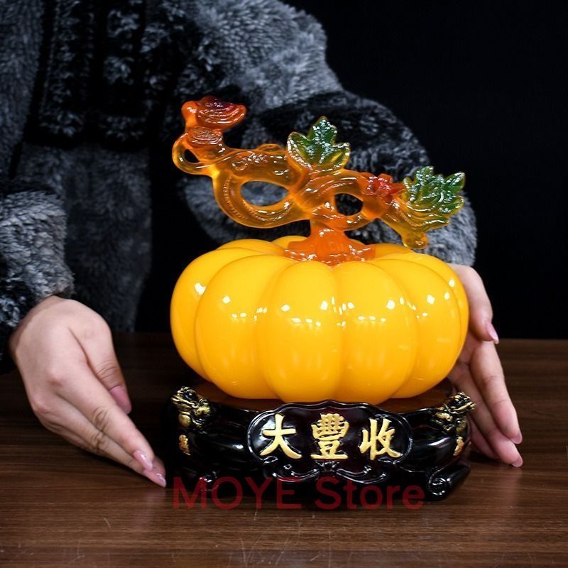 かぼちゃ カボチャ 置物 オブジェ イエロー 黄 樹脂製 綺麗 華やか