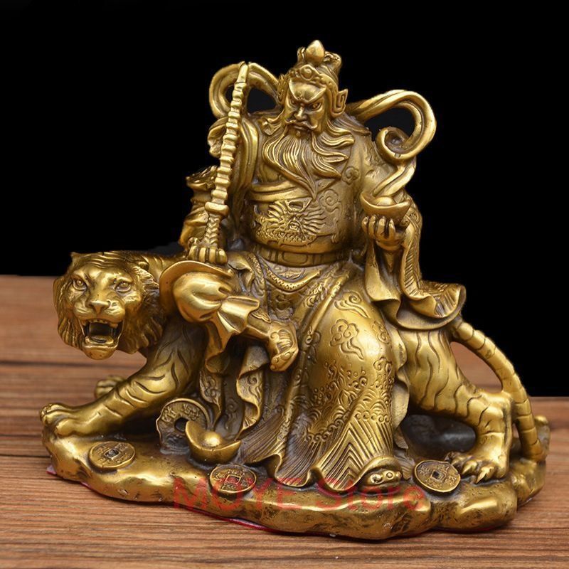 趙公明 神 神様 置物 オブジェ ゴールド 金 黄金 虎 トラ 厄除け