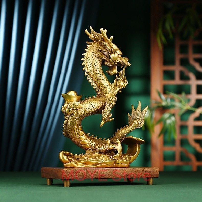 龍 竜 ドラゴン 神龍 像 オブジェ 置物 金 ゴールド 黄金 豪華 風水