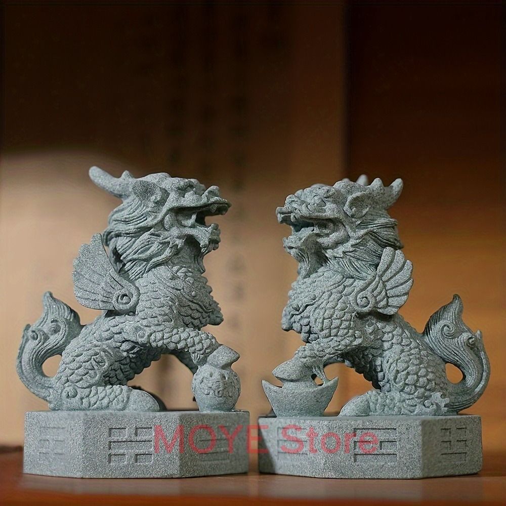 麒麟 置物 オブジェ 飾品 工芸品 幸運 長寿 縁起物 魔除け 厄除 木彫