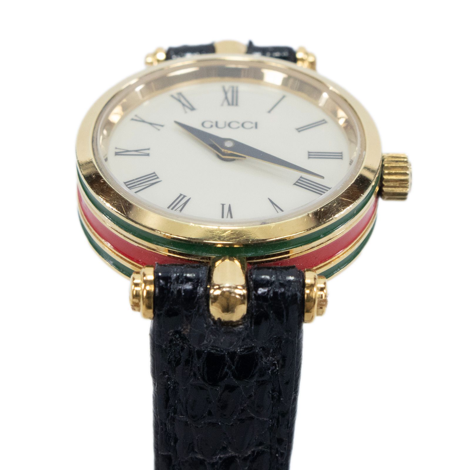 稼働品 送料無料 グッチ 腕時計 電池式 クォーツ 2針 レディース
