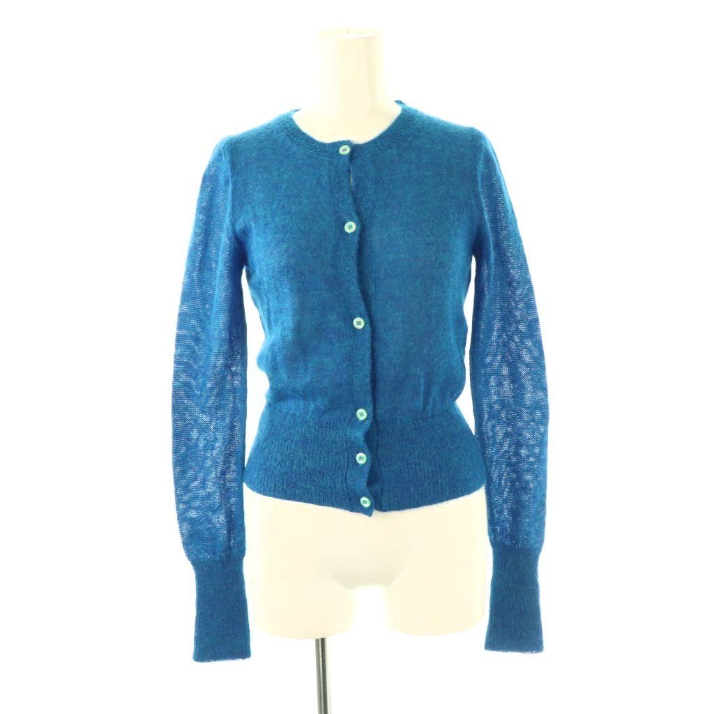 プラダ PRADA アルパカ カーディガン ニット 長袖 38 青 /NR □OS