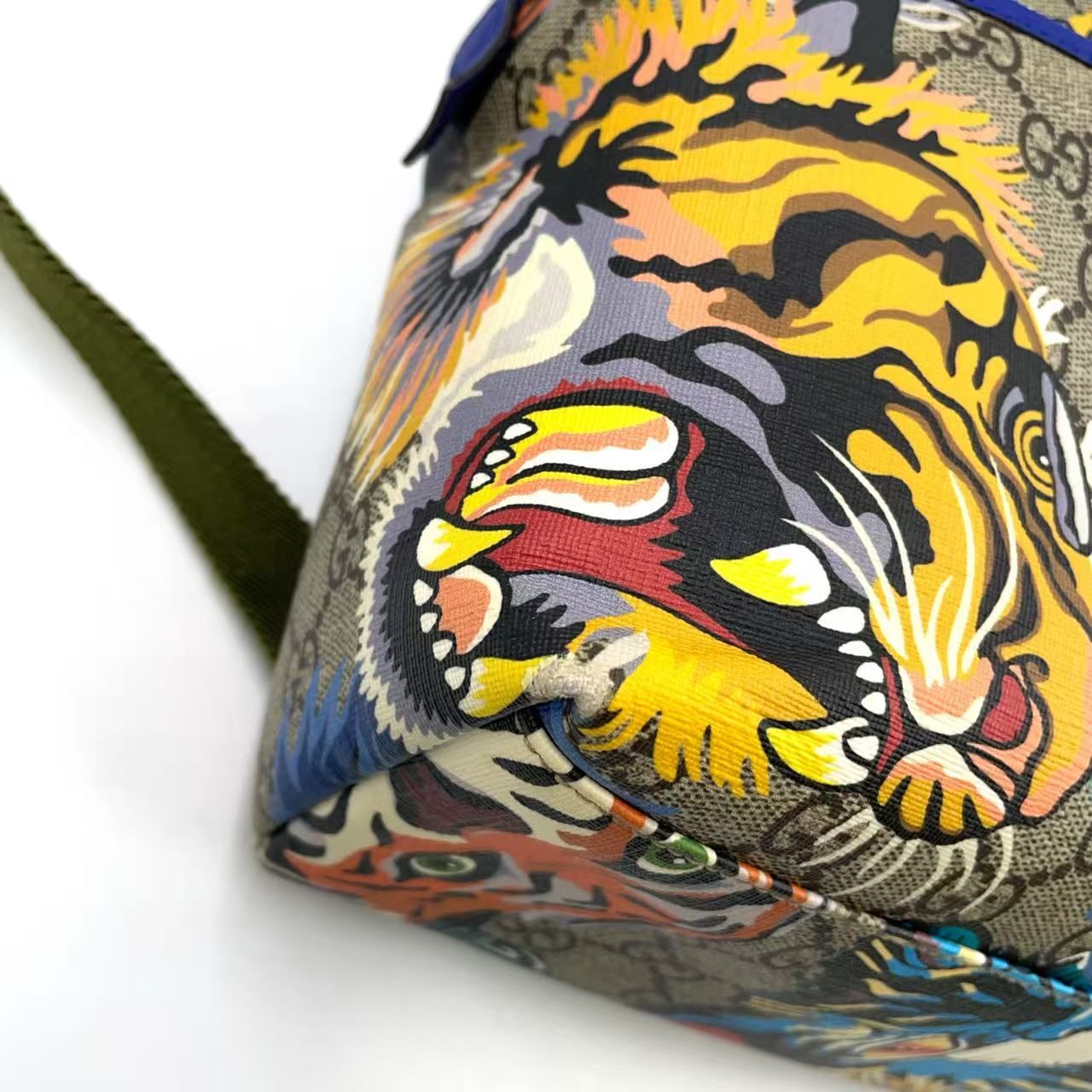 GUCCI チルドレンズ GGスプリーム タイガー レザー×PVC ブルー