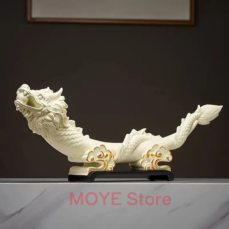 龍 ドラゴン 竜 ホワイト ブラウン 白 置物 オブジェ 風水 開運 縁起 干支 中国 玄関 寝室 方角 金 強力 スピリチュアル 店舗 金運 仕事運 健康運 伝統的 高品質 気高いzw0117