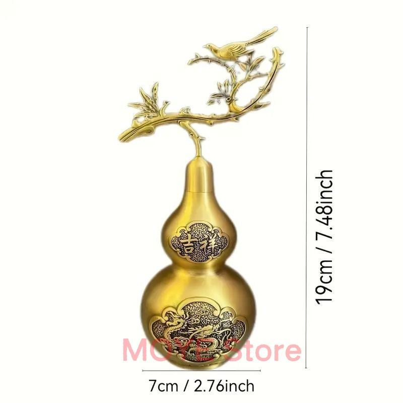 【遺品整理】金のひょうたん 風水置物 銅のひょうたん ヒョウタン 住宅の置物 八卦 太極 瓢箪 銅製