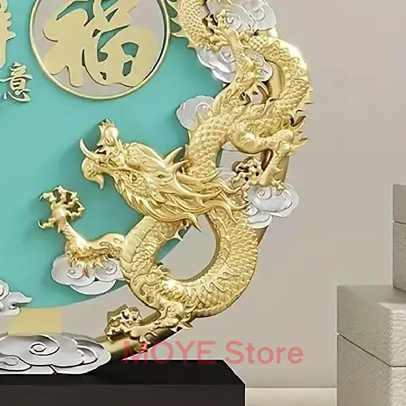 ドラゴン 龍 竜 鳳凰 鳥 樹脂 ブルー 青 置物 オブジェ 金龍 風水 開運
