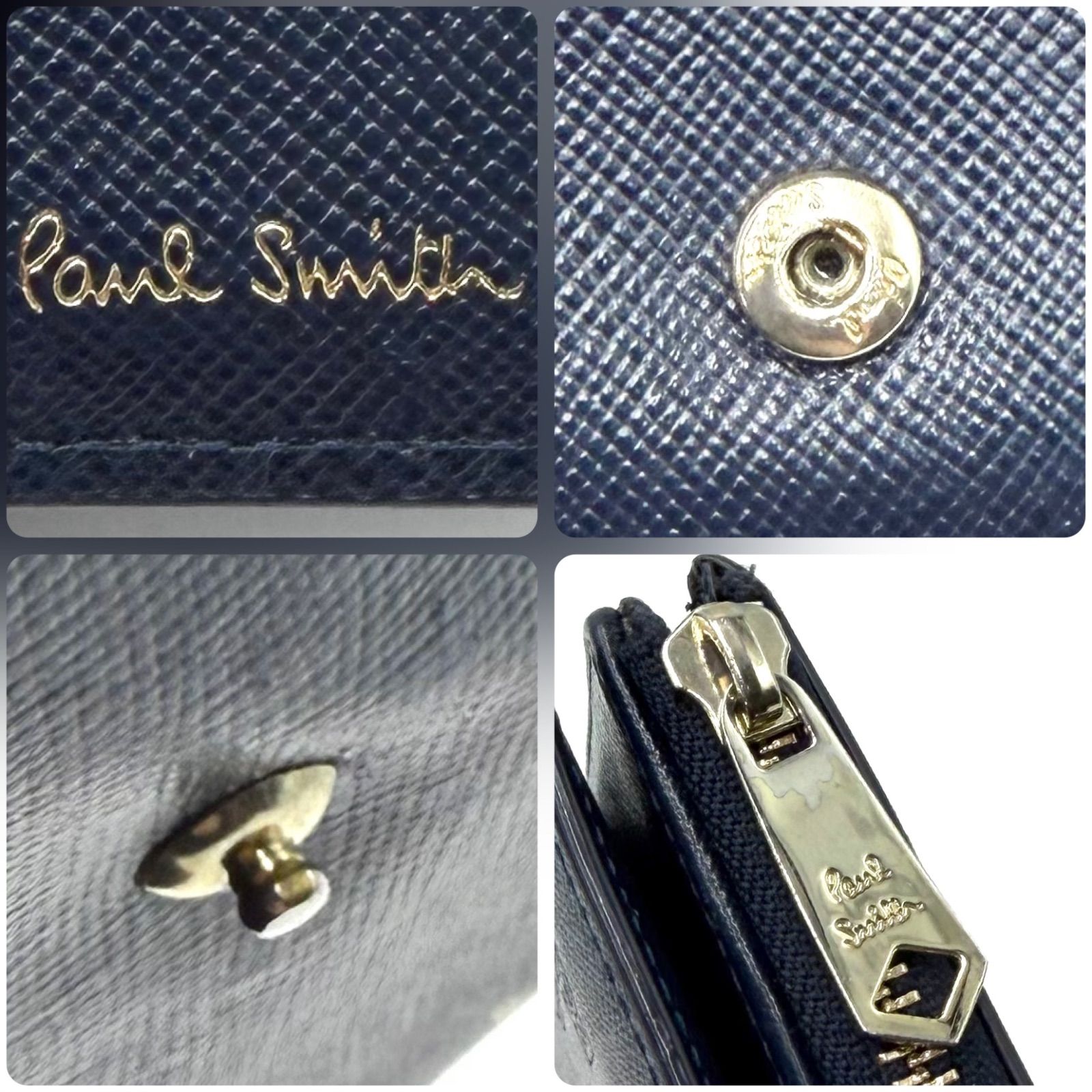 ポールスミス Paul Smith ポールドローイング 二つ折り財布 ネイビー L