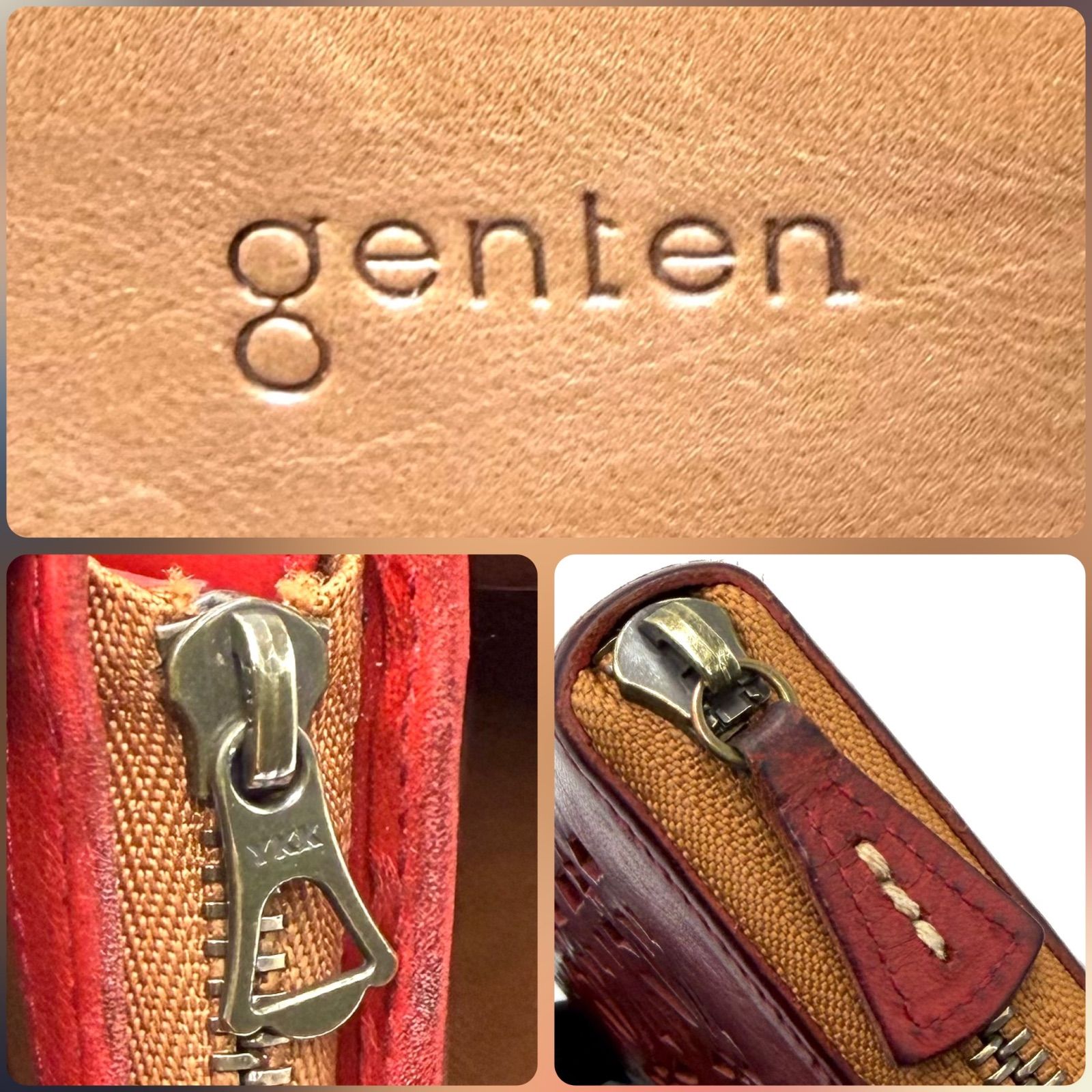 ゲンテン genten カットワーク 長財布 ラウンドファスナー お札入れ 