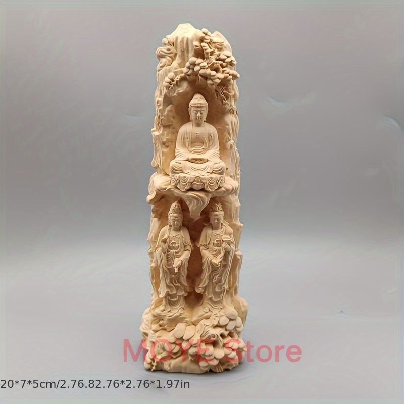 黄楊木 彫刻 仏像 仏教 西方 西方浄土 三位一体 仏陀 三宝 手作り