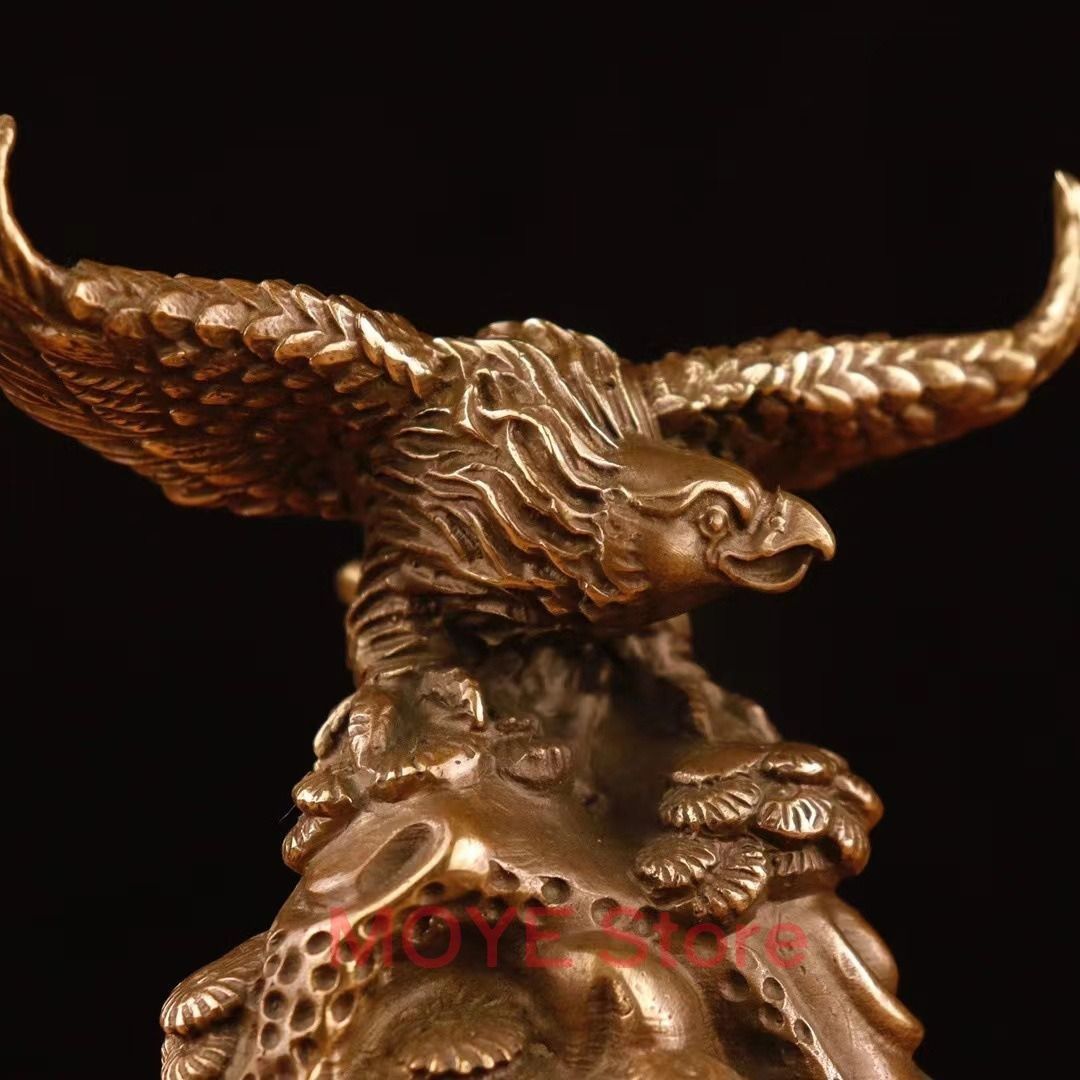 鷹 タカ 置物 オブジェ アンティーク調 銅製 風水グッズ 財運 金運
