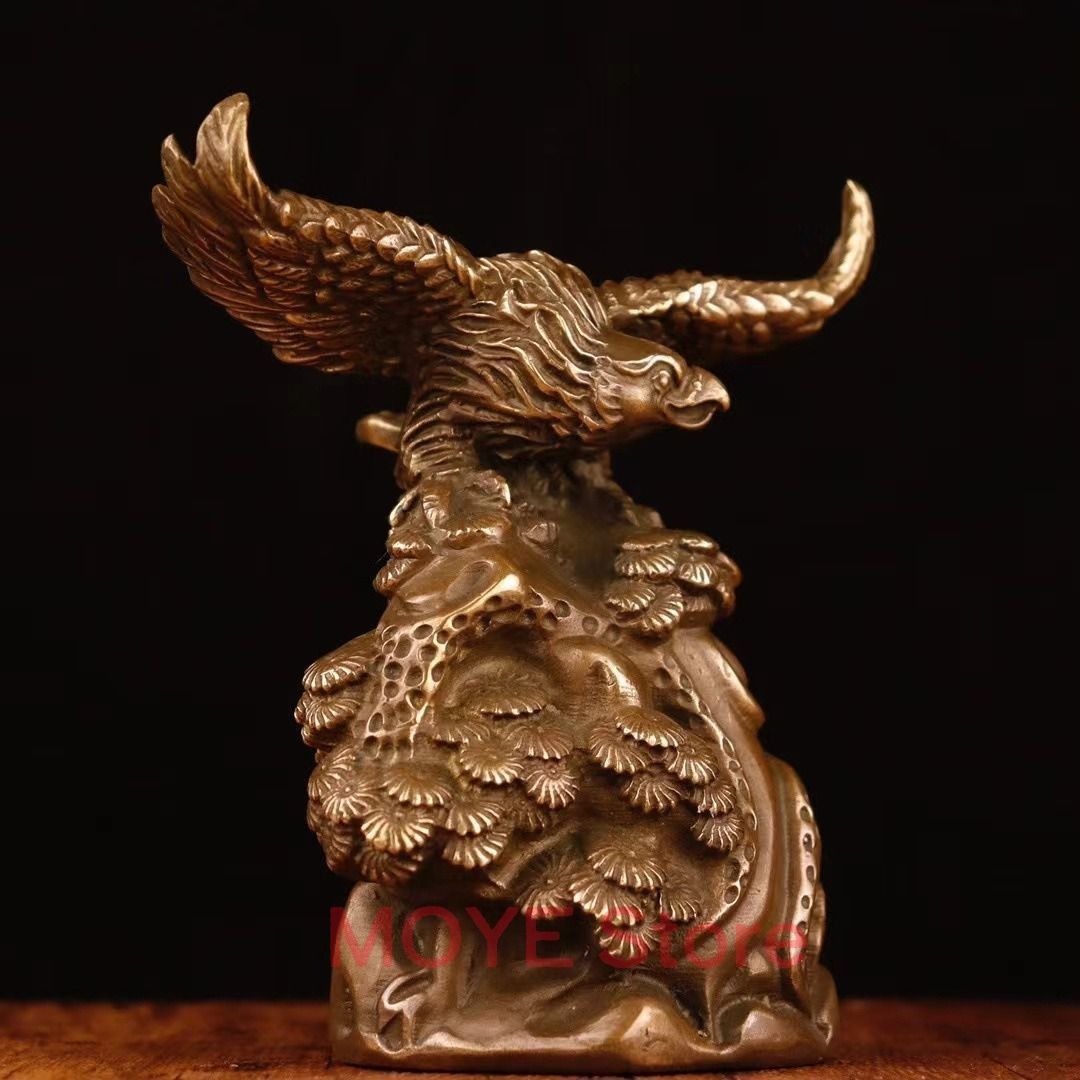 鷹 タカ 置物 オブジェ アンティーク調 銅製 風水グッズ 財運 金運