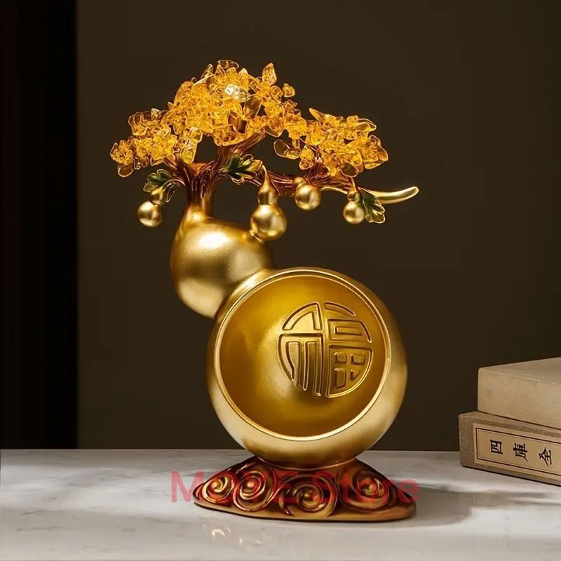 金のなる木 クリスタルツリー 瓢箪 オブジェ 置物 ゴールド 金