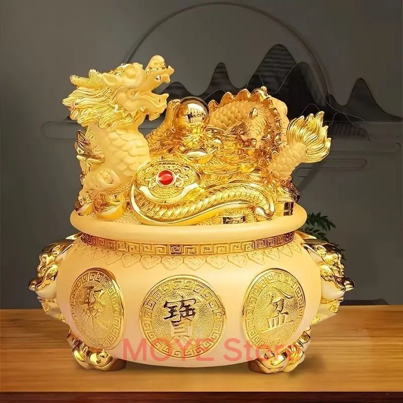 龍 竜 ドラゴン 龍神 神龍 金龍 ゴールデンドラゴン 風水 開運 縁起 干支 中国 貯金箱 玄関 寝室 方角 金 強力 スピリチュアル オブジェ 置物 店舗 金運 仕事運 健康運 伝統的 高品質 気高いzw0117