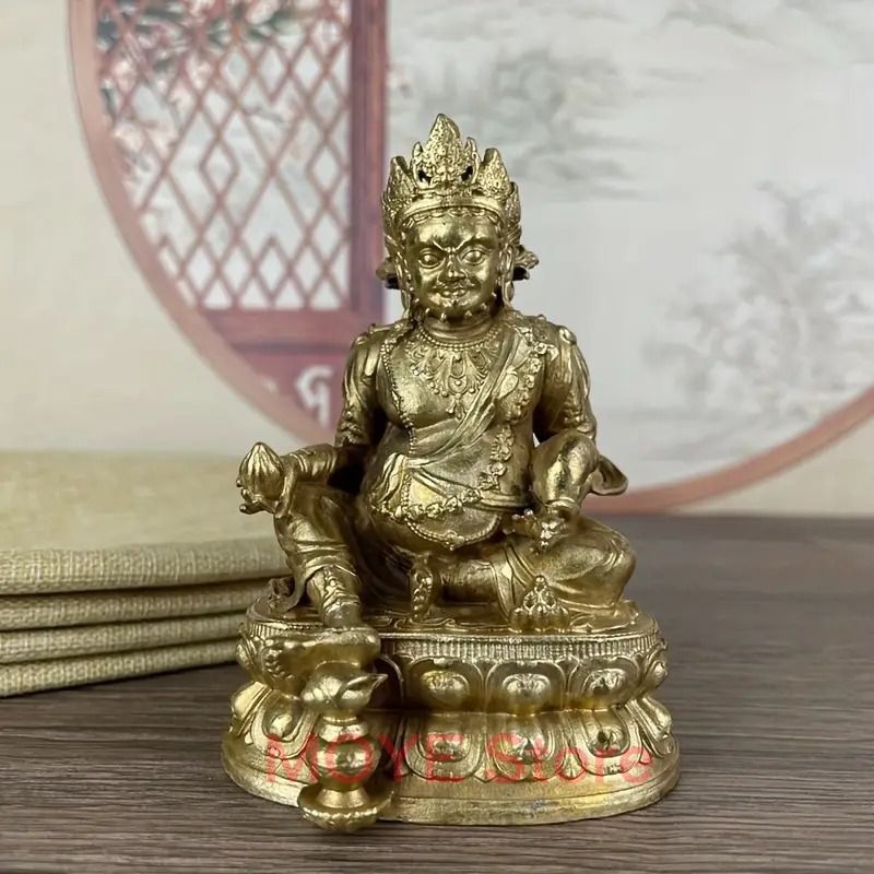 チベット密教仏像 仏像 オブジェ 財神 黒財神 ゴールド 黄金 銅器 重厚