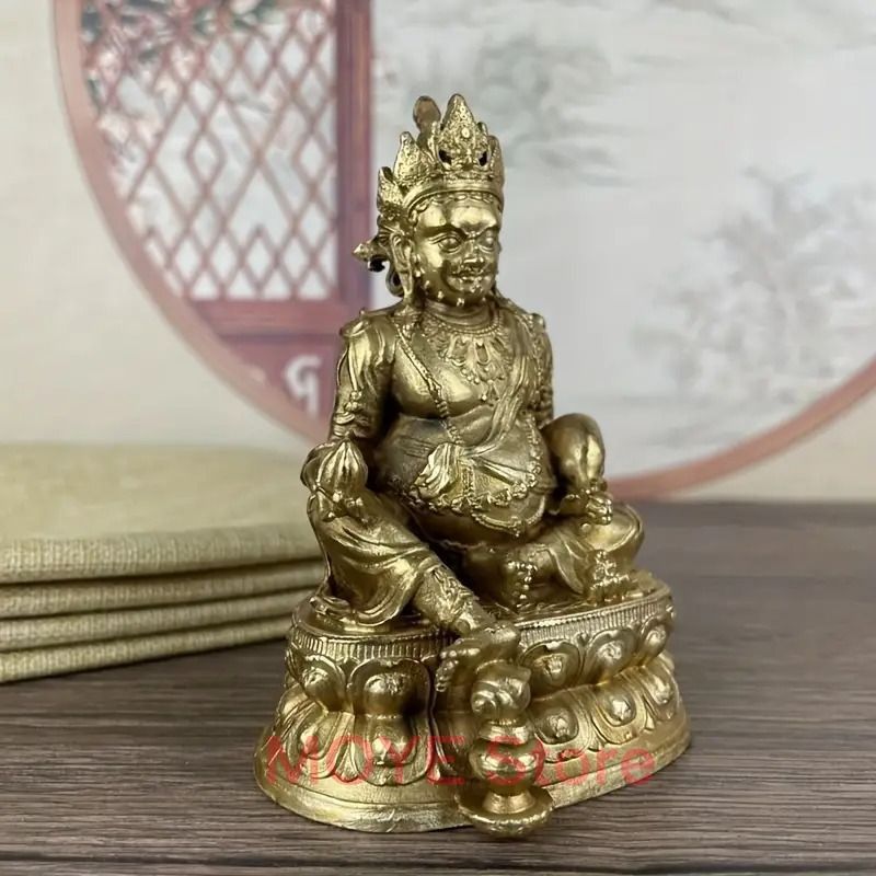 チベット密教仏像 仏像 オブジェ 財神 黒財神 ゴールド 黄金 銅器 重厚