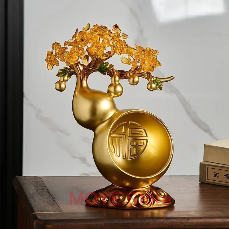 金のなる木 クリスタルツリー 瓢箪 オブジェ 置物 ゴールド 金