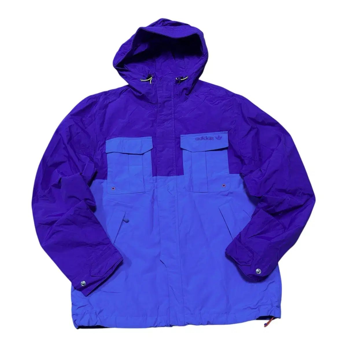 【美品】 ウィンドウブレーカー　パープル 即納) adidas アディダス PURPLE パープル ブルー カラー バイカラー