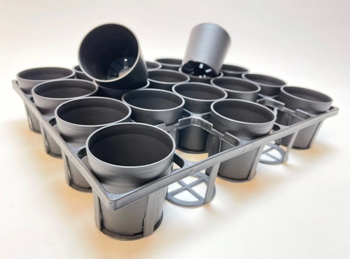 セラアート長鉢-2.5号(φ6.3cmの2号相当)-黒・白(20鉢)＋四角型ハーフ浅