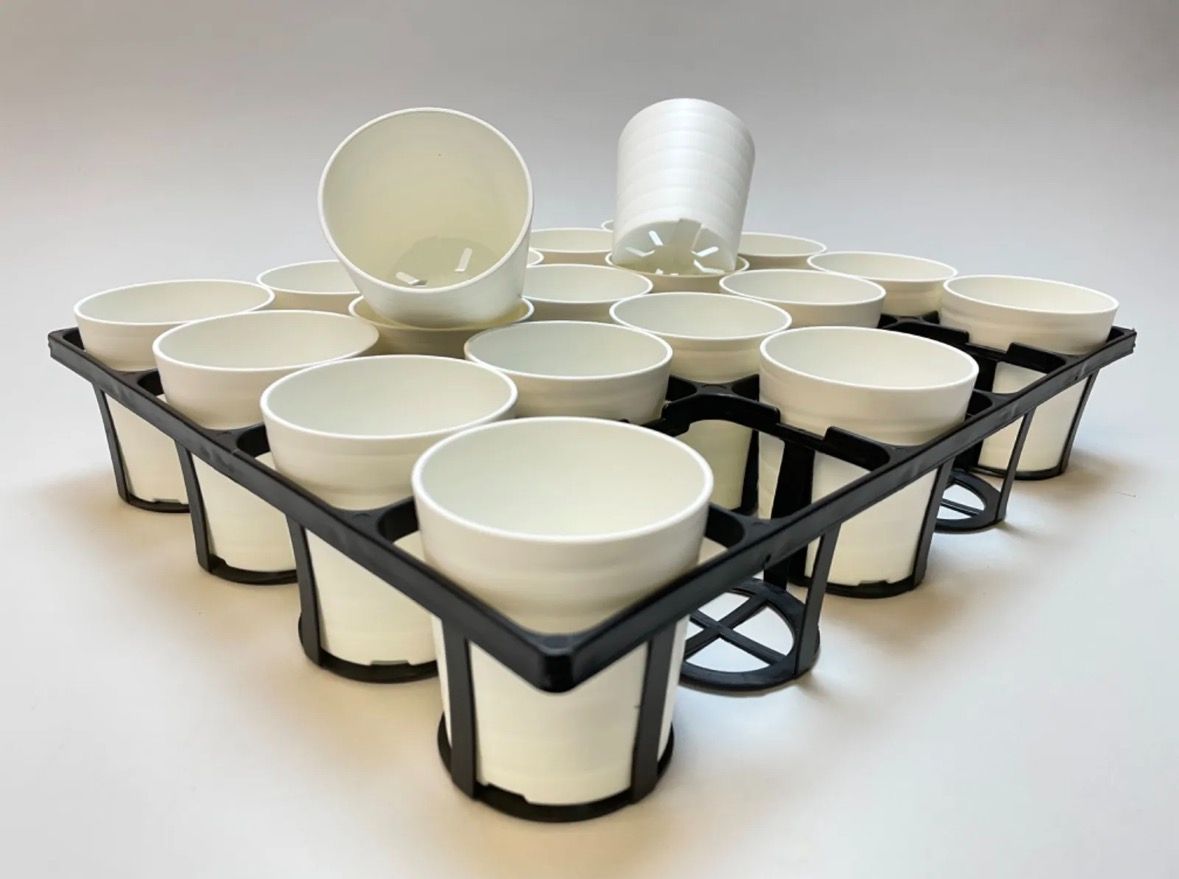 セラアート長鉢-2.5号(φ6.3cmの2号相当)-黒・白(20鉢)＋四角型ハーフ浅