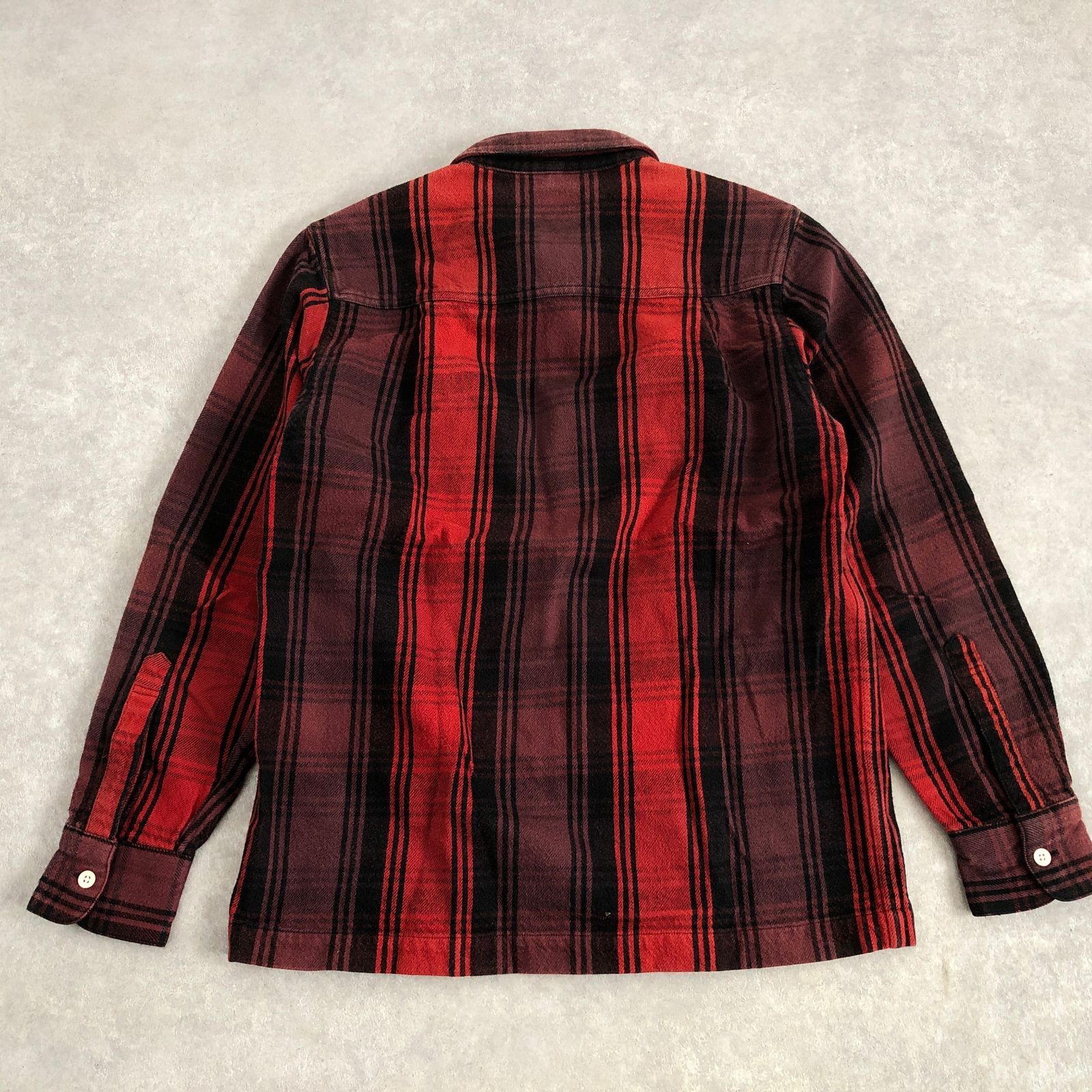 WTAPS レッドxブラック ヘビー フランネル シャツ ダブルタップス
