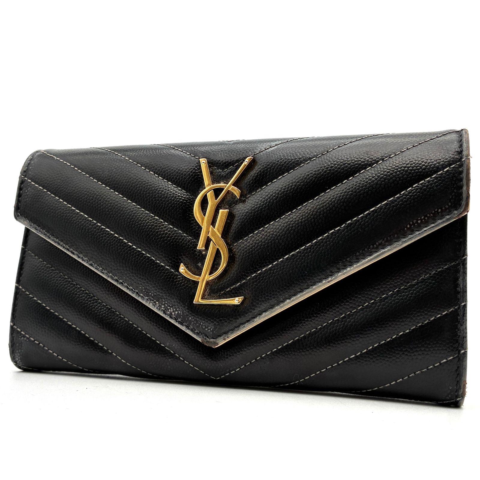 正規品 YVES SAINTLAURENT イヴサンローラン 長財布 フラップ