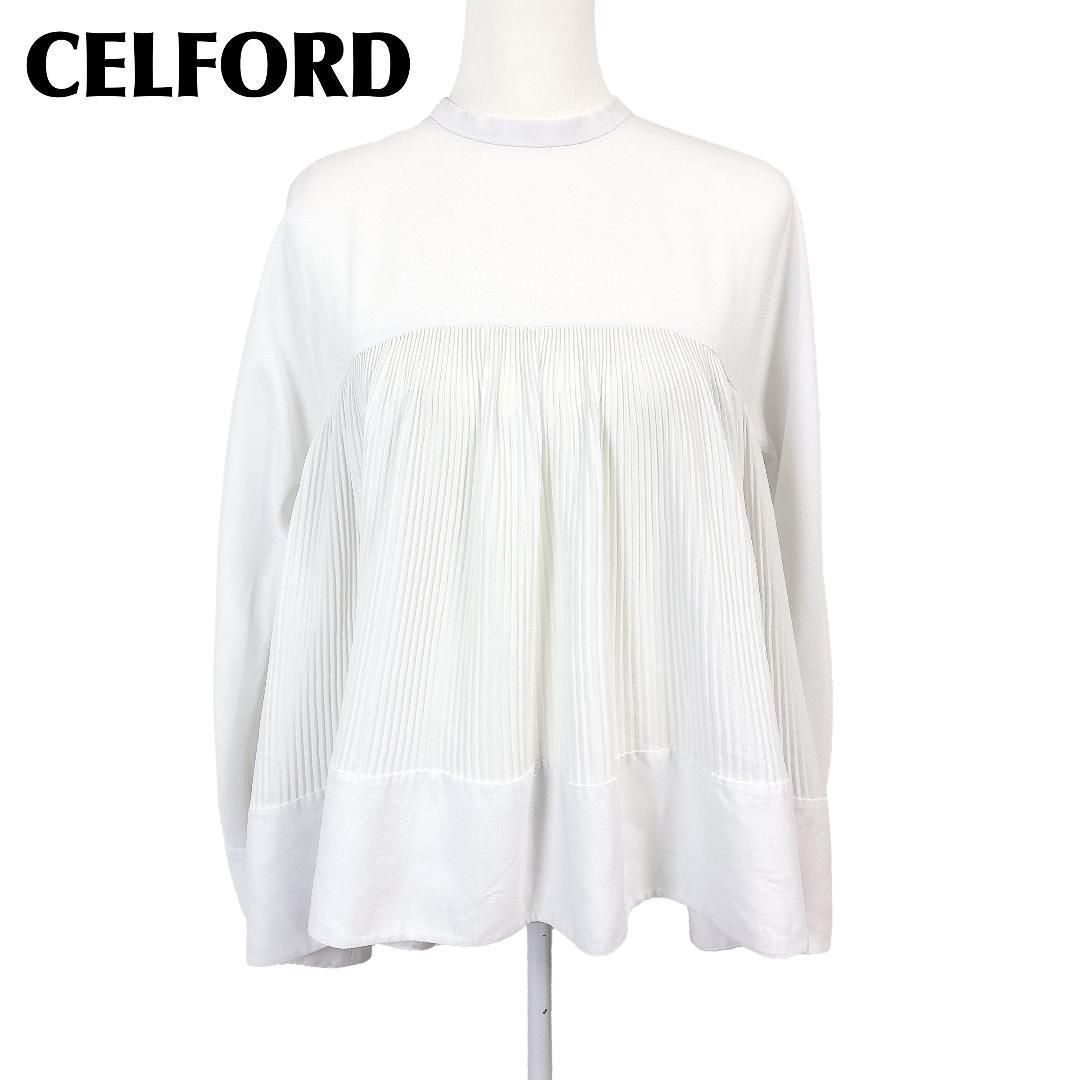 【美品】 CELFORD 長袖チュニックブラウス プルオーバー 38 ホワイト 美品】 CELFORD 長袖チュニックブラウス プルオーバー 38 ホワイト