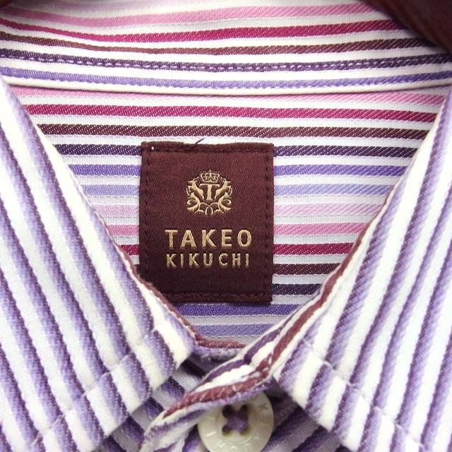 タケオキクチ TAKEO KIKUCHI ストライプ ステンカラー シャツ