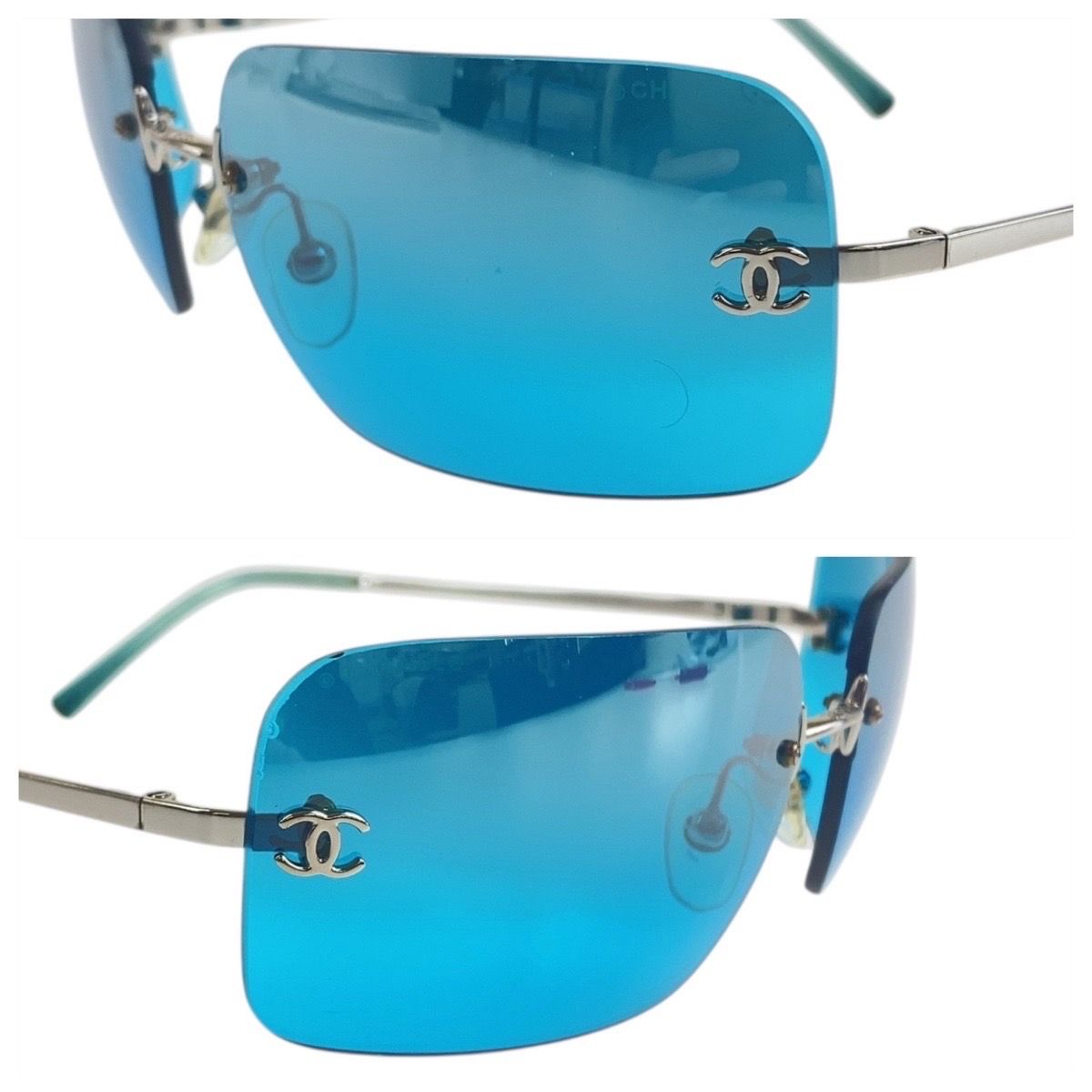 美品 CHANEL シャネル ヴィンテージ ココマーク シルバー ブルー