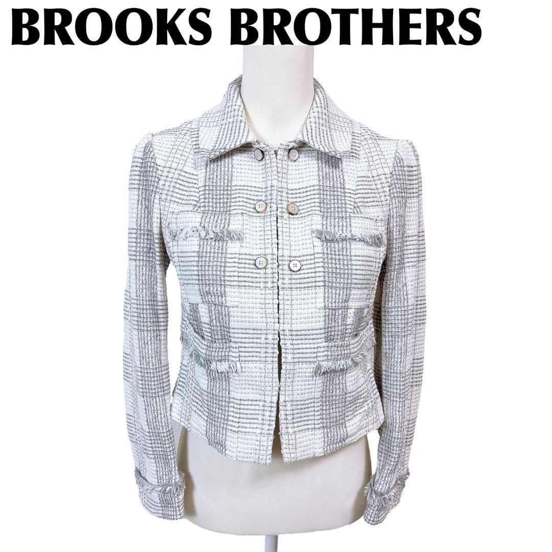BROOKS BROTHERS ツイードジャケット 4 チェック 白×グレー - メルカリ