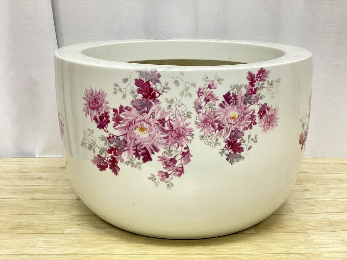 [TK244] Japan Pottery Company Hibachi Noritake Nippon Pottery RC Old Noritake Flower Color Picture Urn Pottery Traditional Craft Meiji Taisho Antique Art Interior
