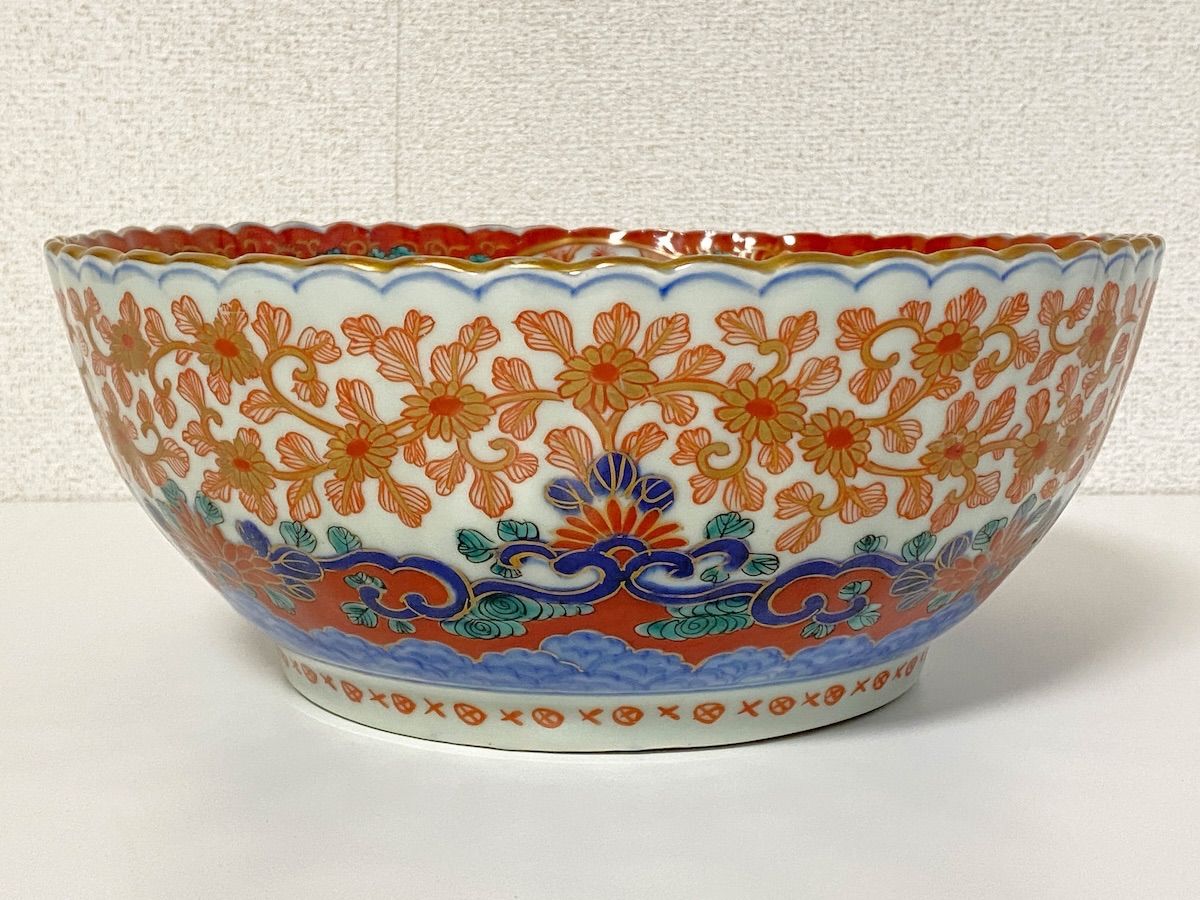 TK247】古伊万里 大鉢 金襴手 金彩 色絵 人物花鳥図 有田焼 伊万里焼