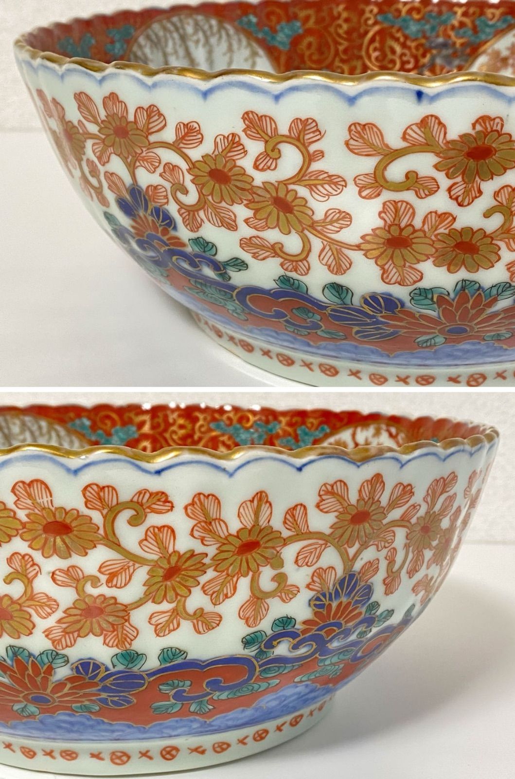 TK247】古伊万里 大鉢 金襴手 金彩 色絵 人物花鳥図 有田焼 伊万里焼