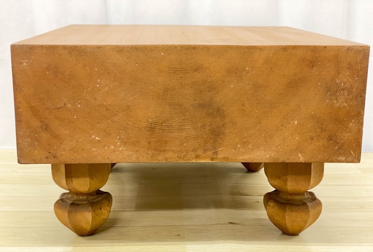 ZK251】囲碁盤 木製 無垢材 厚み14.5cm 脚付 天然木 碁盤 伝統工芸