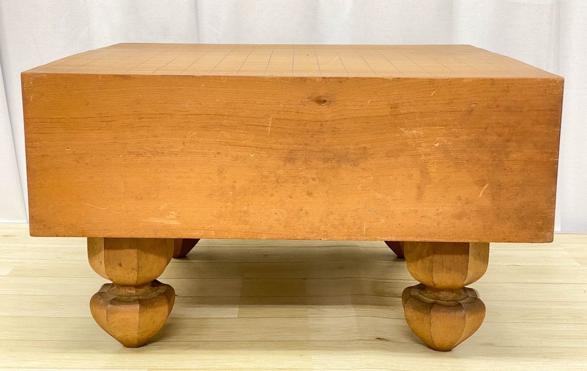 ZK251】囲碁盤 木製 無垢材 厚み14.5cm 脚付 天然木 碁盤 伝統工芸