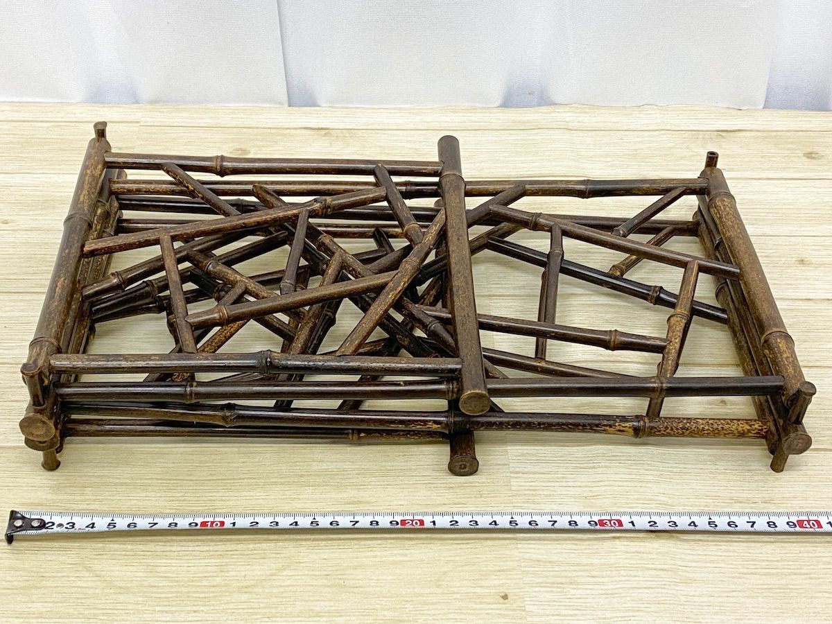 ほぼ未使用 茶道具 白竹 結界 茶室道具 間仕仕切 竹工芸 衝立 和家具