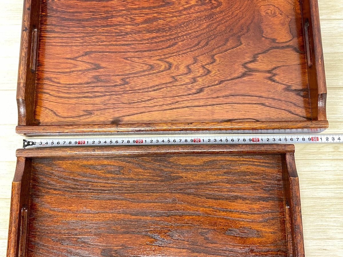 TK258】木製 お盆 2点セット 大・中サイズ 天然木 トレー トレイ 配膳