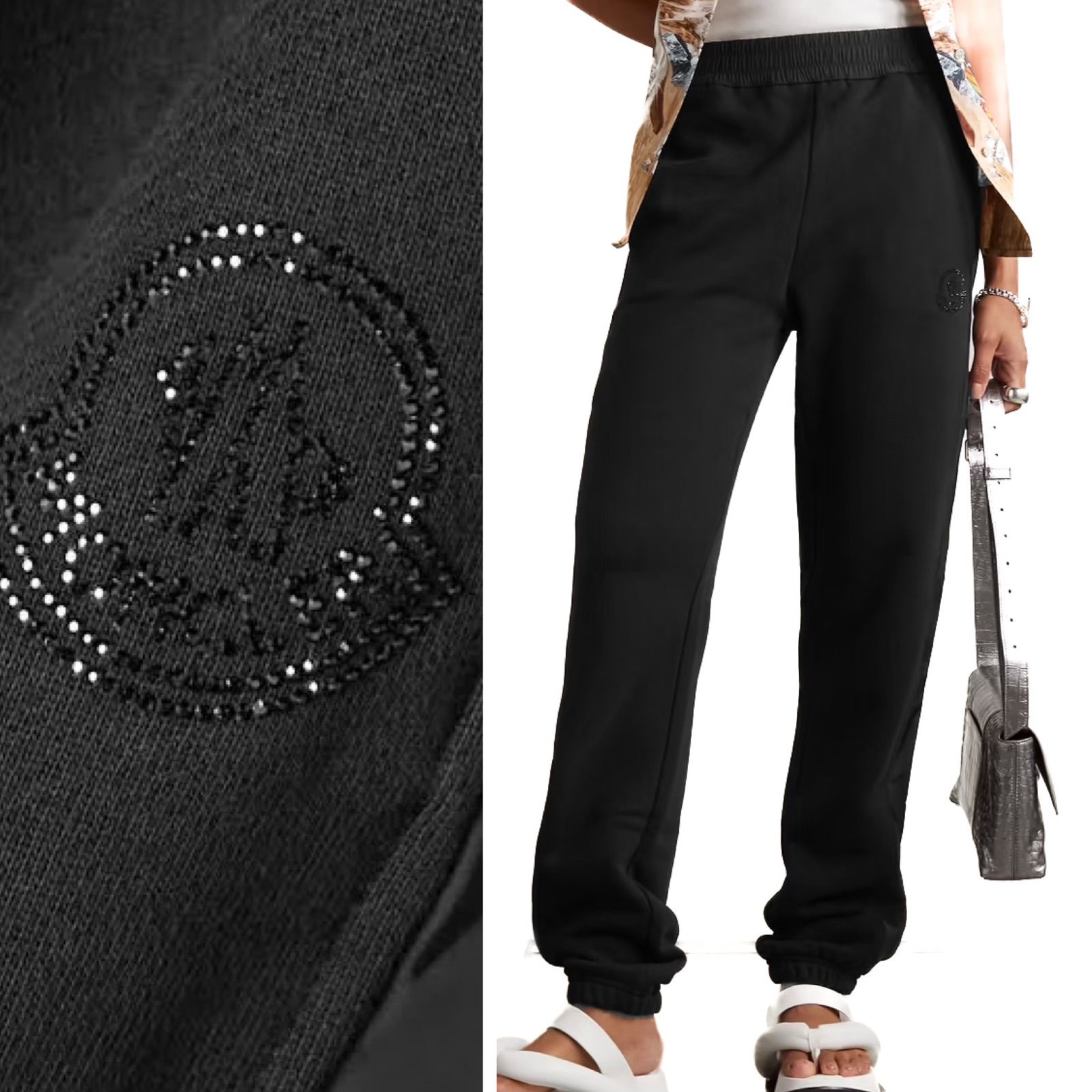 希少【MONCLER モンクレール】SWEAT BOTTOM/Embellished shell-trimmed