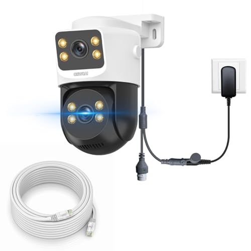 迅速に発送 二つ監視画面 カラー監視撮影 自動追跡 OHWOAI 防犯カメラ 4 K 800万画素 監視カメラ および追加機能付き 人 車 動物検知 有線接続 micro SDカード録画 ff 44 e 7 f 1
